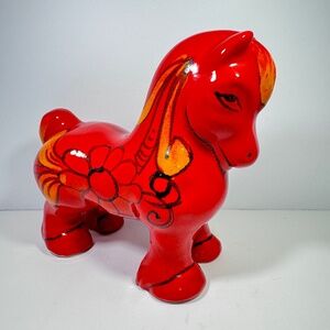 Mario Bellini Horse Red Italy Vintage Rare Pottery Mid Century Modern